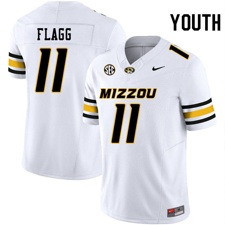 Youth #11 Corey Flagg Missouri Tigers College Football Jerseys Stitched-White